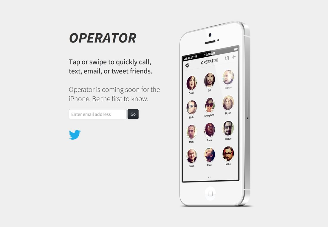 Operator homepage